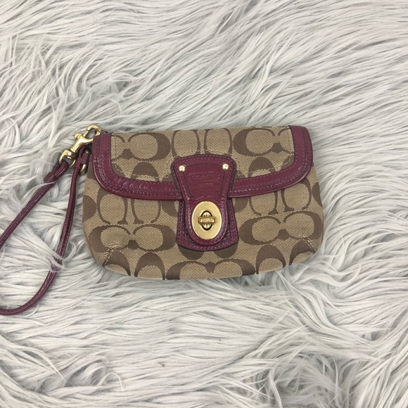 Coach Handbags - COACH BROWN AND BURGUNDY WRISTLET